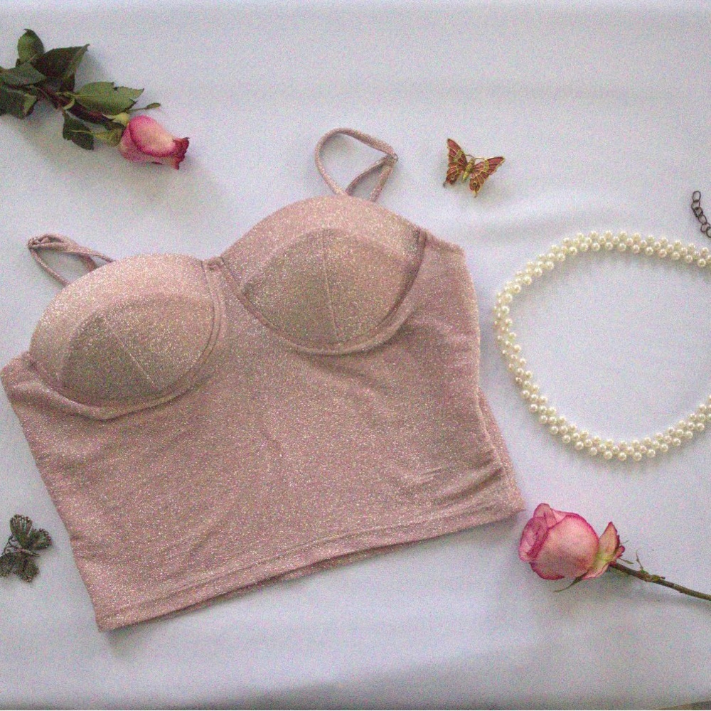 Crop top pastel pink with glitter🌷✨